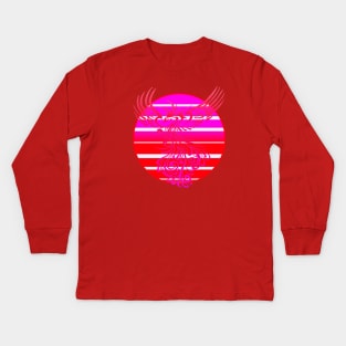 Arising Anew Phoenix and Retro Sunrise Vector Art Pink Red Kids Long Sleeve T-Shirt